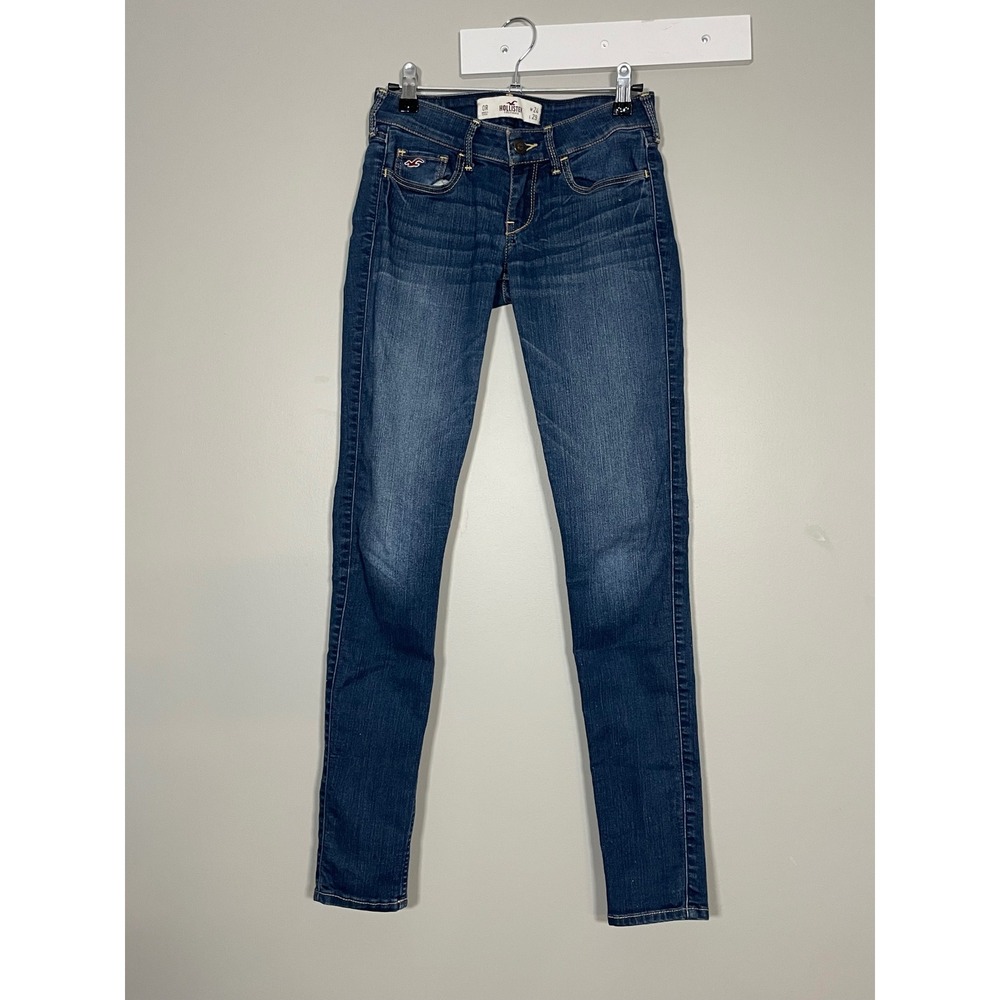 Hollister Skinny Jeans Women 0R W24 L29 Dark Wash Excellent Stretch Denim